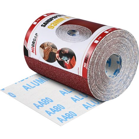 Rouleaux de Papier Abrasif 93MM x 5M, Grain 80 Papier de Verre Humide et Sec Rouleau Abrasif à l'Oxyde d'Aluminium pour Bois Métal Dérouillage Polissage (1/5)