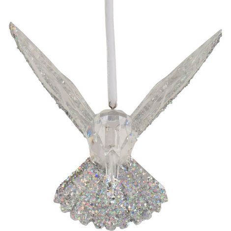 Kaemingk – Suspension de Noël colibri – Plastique transparent, paillettes argentées, L 10 x H 9 cm