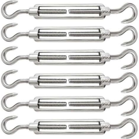 6 pezzi di tenditore per cavi M5, gancio regolabile per tenditore per cavi in acciaio inox 304 e gancio tenditore per cavi in acciaio, funi, accessori per ganci per tenditori - Crezuo