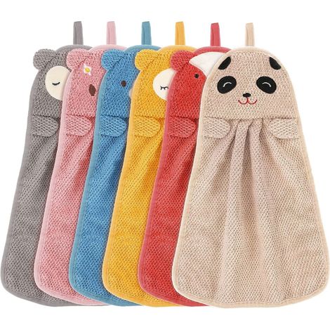 Lot de serviettes absorbantes en microfibre pour le visage, avec de jolis motifs d'animaux, séchage rapide et boucle de suspension (1/5)