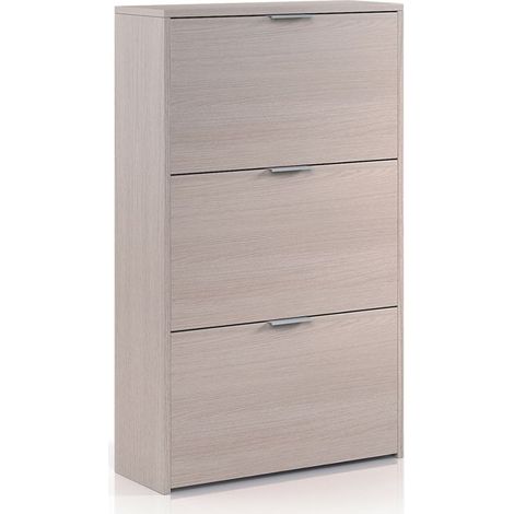 Meuble à chaussures - JUANIO - 1249-2303 - 3 portes - Chêne - 18 paires (H113×L60×P22 cm)