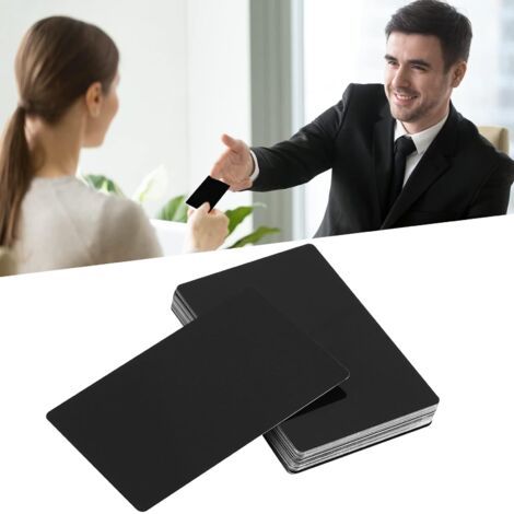 50 pièces Cartes de Visite en Métal, Vierge Cartes de Visite en Alliage D’Aluminium Visite Carte de Gravure Laser 0,22mm /8,6 x 5,4cm, pour Bureau Cartes de Client Diy Cadeau(Noir) (1/5)
