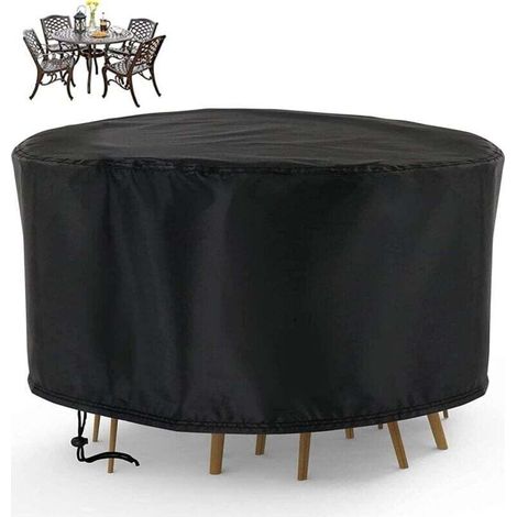 Ineasicer Housse de Protection Table Ronde de Jardin 230 X 110CM, Housse Salon de Jardin Imperméable, 420D Oxford Bache Protection Table Exterieur Ronde (1/4)