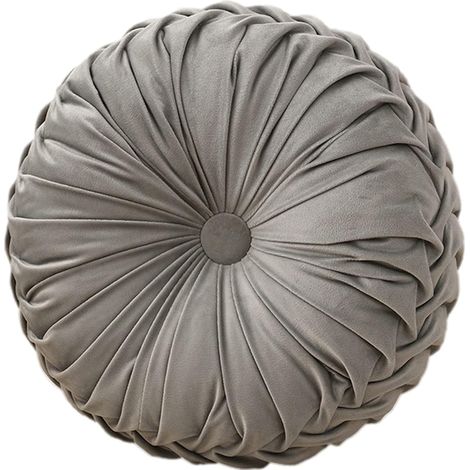 rundes graues Stuhlkissen, 35 cm Durchmesser und 10 cm Höhe. Waschbares Sitzkissen aus Memory-Schaum. (1/5)