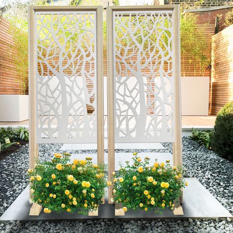 FORESTA - Paravent modulable - 70x190 cm - en bois et PVC - Couleur : blanc