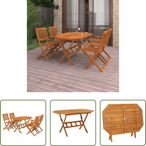 Table de jardin - Ensemble à manger de jardin 5 pcs Bois d'acacia solide (1/5)