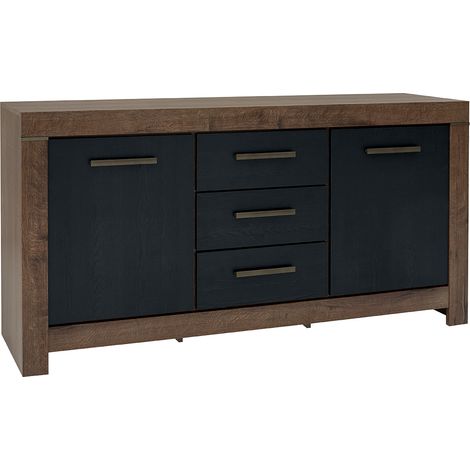 Buffet 2 ante 3 cassetti Adam marrone e nero 85cm