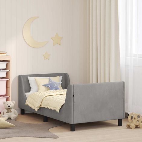 Cama para niños con cabecero Gris Claro 80 x 160 cm Terciopelo (1/5)