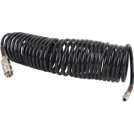 Tuyau d'air spiralé 6,35 mm (1/4 pouce) de diamètre intérieur, 5 m (16,4 pieds) de longueur, en PE et cuivre, anti-nœuds, anti-torsion, léger, raccord UE (1/5)