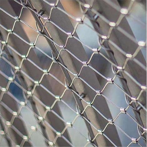 Balkon-Sicherheitsnetz aus Edelstahl 304, multifunktionales Metallgewebe, für Garten, Fußballfeld, individuell anpassbar (5 cm Maschenweite, 1,5 x 1,5 m / 4,9 x 4,9 Fuß)