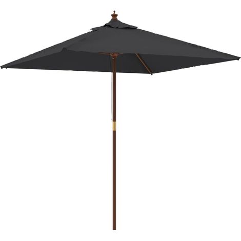 Sombrilla de jardín con palo de madera 198 x 198 x 231 cm negro