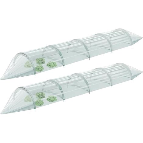 KOTARBAU® Lot de 2 Serre Tunnel de Jardin, Tunnel de Forcage 30 x 240 cm, Serre de Jardin de Sol, Tunnel Horticole, Mini Serre, Tunnel de Croissance, PVC, Verte (1/5)