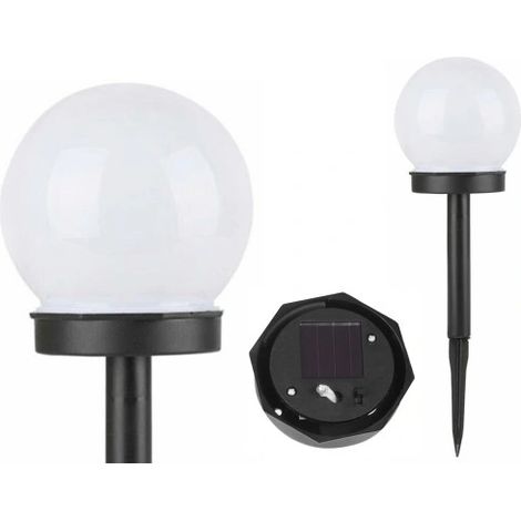 Lámpara solar de jardín, bola blanca lechosa de 10 cm, P011