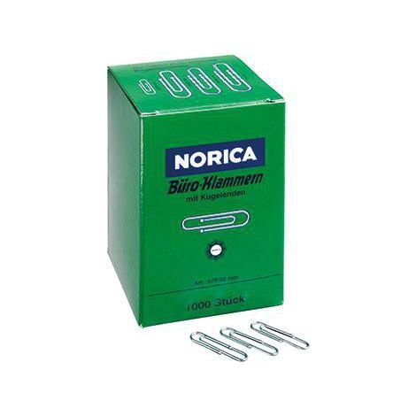 NORICA Büroklammer NORICA® glatt runde Form mit Kugelenden 32mm Metall verzinktsilber 1.000 St./Pack. (1/4)