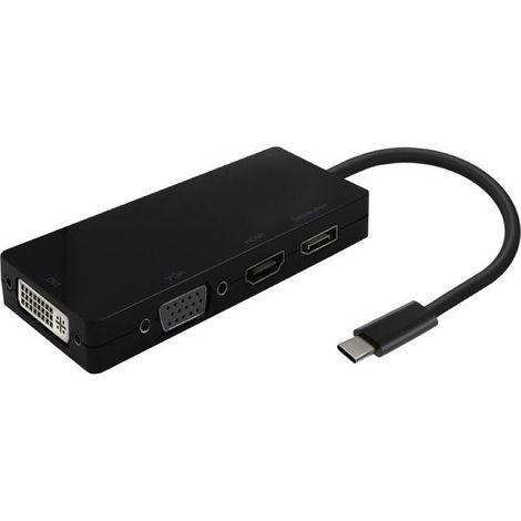 AISENS Convertisseur USB-C vers DP/DVI/HDMI/VGA, USB-C/M-DP/H-DVI/H-HDMI/H-Vga/H, noir, 15cm