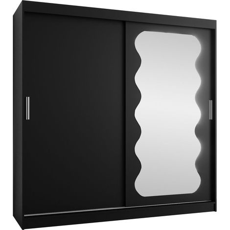 Armoire Hartford 578, Noir, 200x200x62cm, Portes d'armoire: Coulissantes, Nombre d'étagères: 0 (1/5)
