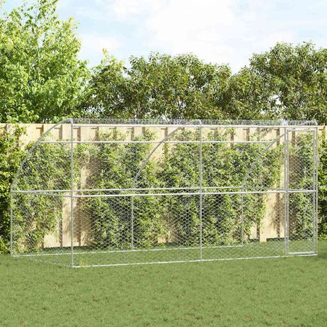 Hundekäfig 2 pcs Silber 4 x 2 x 2 m Verzinkter Stahl