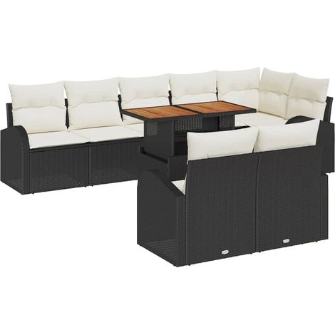 Garden Sofa Set with Storage 9 pcs Black Poly rattan vidaXL