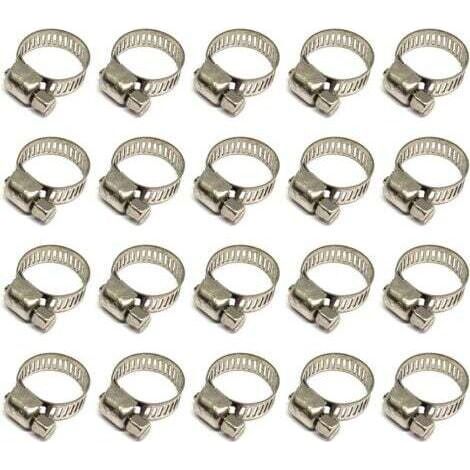 PA Aiperq 20 Pièces Collier De Serrage Tuyau, Collier De Serrage Tuyau Réglable 12-20mm, 304 Collier De Serrage Inox, Collier Serrage Métallique, Pour Tuyau, Home Gaz, Famille Tuyau D'eau, Câ (1/4)