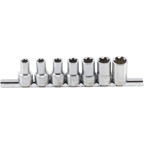 Juego de llaves de vaso T-Star (para Torx Plus)  entrada 10 mm (3/8")  10EP - 20EP  7 piezas (1/4)