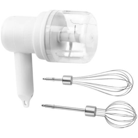 Batidora de Mano Eléctrica, Batidora Multifunción Inalámbrica Recargable USB de 3 Velocidades con 2 Batidores, Batidora de Mano Eléctrica Portátil para Proteínas de Crema Pastelera, Blanco (1/5)