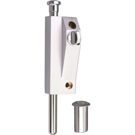 Loquet de porte encastré robuste pour portes coulissantes de terrasse, construction en métal, argenté, style moderne, serrure de sécurité auxiliaire sans clé avec vis de montage (1/5)