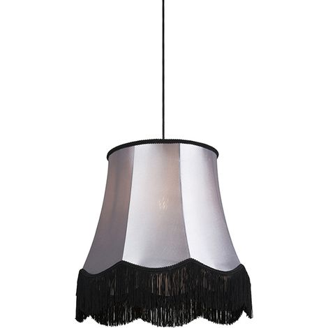 Retro Hängelampe schwarz mit grau 45 cm - Granny