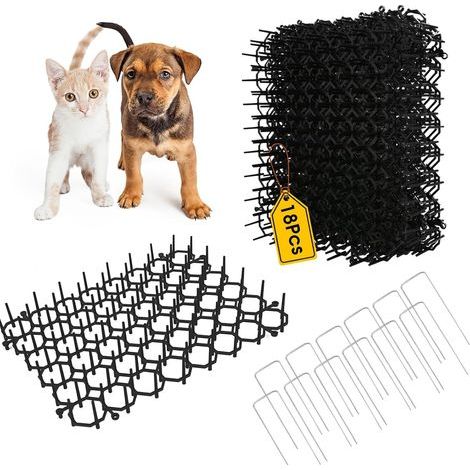 18 Anti-Cat Mats, Soft Plastic Spikes, 15x20cm, Pet Repellent for Indoor Gardens (1/5)