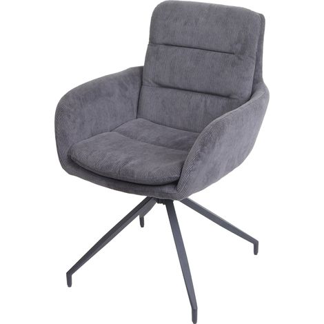 Silla de comedor x1 con reposabrazos giratorios con costuras decorativas de tela gris 040006338 (1/5)
