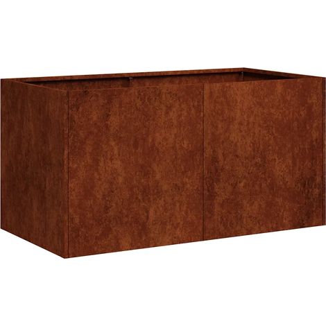Jardinière en acier résistante aux intempéries 80 x 40 x 40 cm pour extérieur décoratif élégant style moderne rouillé (1/5)