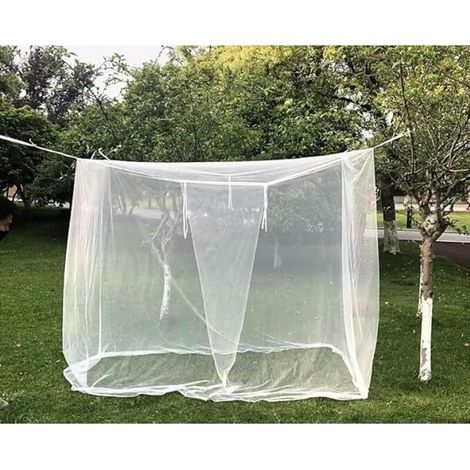 Moustiquaire de Lit, Moustiquaire Exterieur Rectangulaire, Blanc Moustiquaire Ciel de Lit, Lit Double Simple, Moustiquaire Bébé Facile à Installer pour Lit Bébé, Simple, Double (220X200X200cm-double p (1/5)