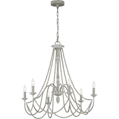 Lampadario a sospensione lampada da sala da pranzo in acciaio legno grigio a 6 luci soggiorno (1/5)