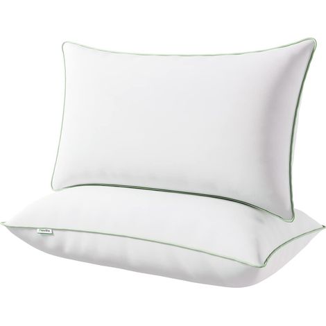 Novilla Cuscino, Cuscino da Letto Matrimoniale/Singole, Dormire su Hotel Qualità, Tessuto OEKO-TEX, Lavabile in Lavatrice, per Dormire Schiena e Laterale, 40x80, Set di 2, Bordo Singolo