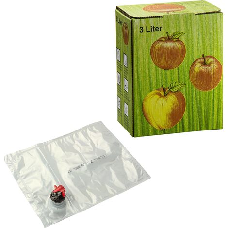 Bag in Box Saft-Karton mit Beutel Apfel-Saft Most Wein Saftschlauch 3 5 10 Liter (1/2)