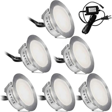 Kit d'éclairage LED encastré pour terrasse extérieure, étanche, 6 pièces (1/5)