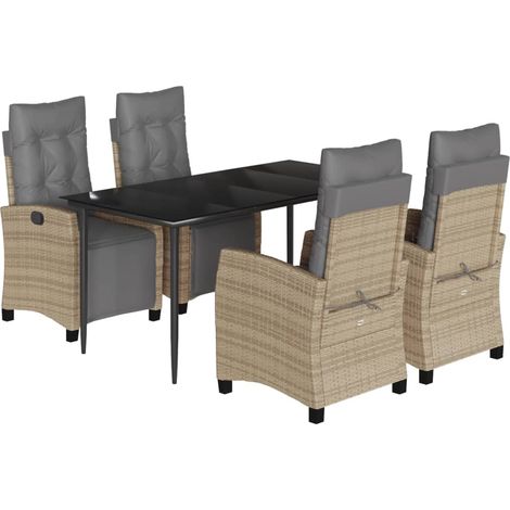 Maison Exclusive - Set comedor de jardín 5 pzas con cojines ratán (1/5)