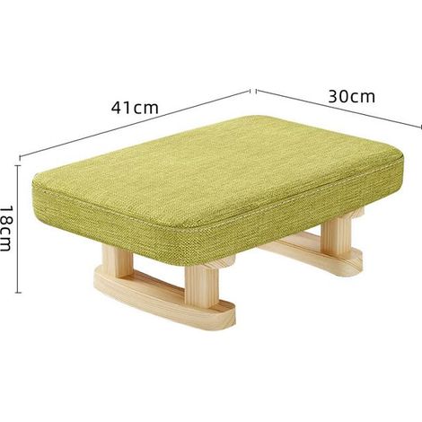 Pouf ottoman avec pieds en bois stables, assise rembourrée amovible, pour salon, couloir, chambre, bureau (vert)