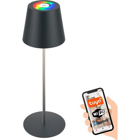 LED Tischlampe kabellos Tischleuchte Smart Appsteuerung Aussen/Innen Dimmbar