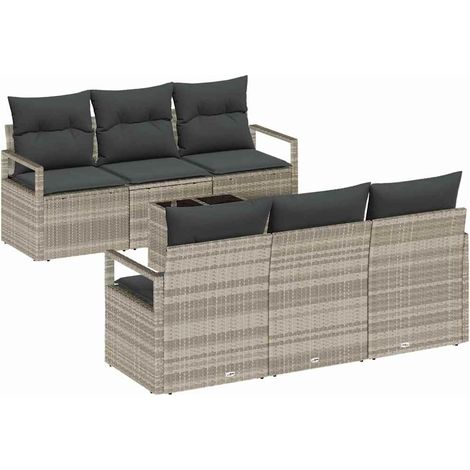 Maison Exclusive - Set di divani con cuscino 7 pcs Grigio chiaro polyrattan (1/5)