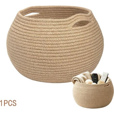 Panier de rangement rond en jute tressé – Panier de rangement tissé Ø 27 x 21 cm – Idéal pour les jouets, les plantes, les couvertures et la chambre d'enfant – Naturel (1/5)