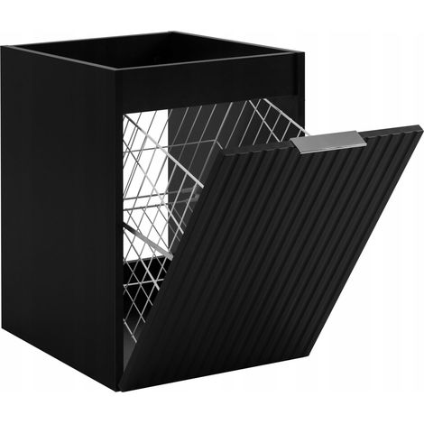 Furnidea - Meuble bas de salle de bain avec panier à linge FLOW noir 40 cm (1/5)