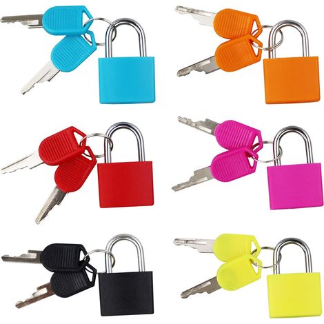 Lot de 6 Petits Cadenas Colorés avec Clés (6 Couleurs), Serrure Portable pour Casier, Bagages, École, Salle de Sport, Armoire de Classement