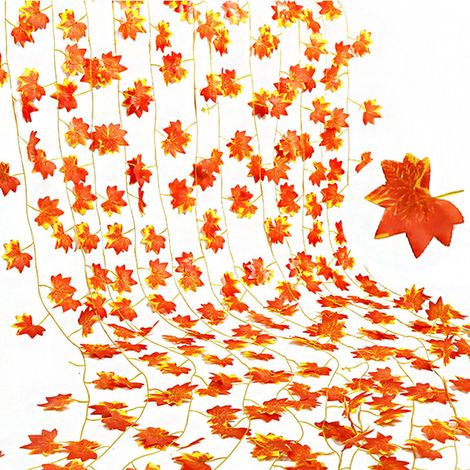 12 PCS Guirlande Automne, Guirlande Feuilles Automne, 2.1m Artificielles Feuille D'érable Guirlande pour Decoration Automne Interieur Exterieur Balcon Halloween (1/5)