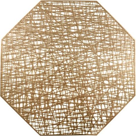 Manteles individuales de plástico - Lavables - Resistentes al calor - Fáciles de limpiar - 6 piezas - Dorados para mesa de comedor (1/5)