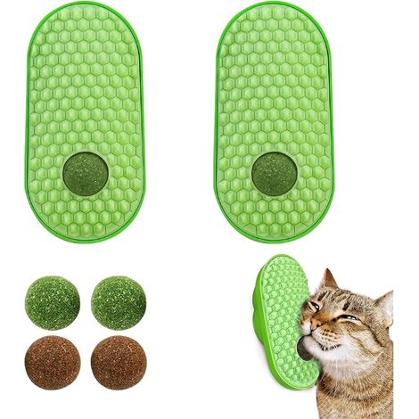 2 Jouet Boule Herbe a Chat, Jouet Chat Herbe à Chat, Catnip Balls Catnip Toy for Cats Rotatable Edible Balls Natural Healthy Self Adhesive Catnip Edible, Cat Toy (Vert) (1/5)