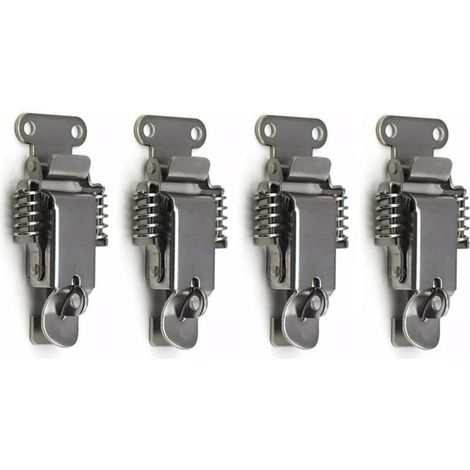 4pcs Stainless Steel Keyhole Clamp Latch Lever Lock Box Latch Lever Hasp Door Hasp Hinge Lock Spring Catch Hinge Lock (1/4)