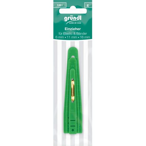 Gründl Einzieher für Elastic und Bänder grün 6/11/16 mm Handarbeit