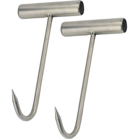 Filiyano-Lot de 2 crochets en T en acier inoxydable avec poignée en T pour la viande, les os et les outils de cuisine, de boucherie, de restaurant et (1/5)