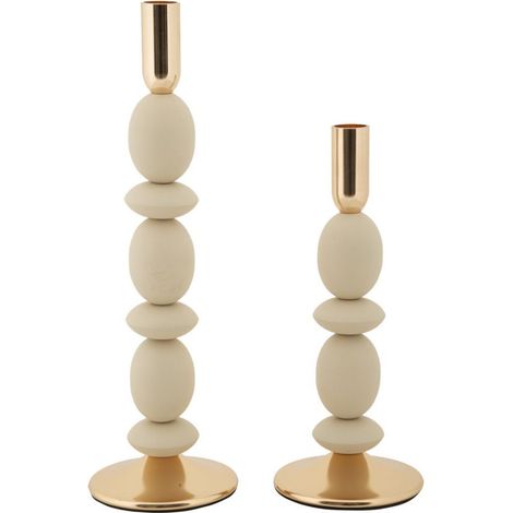 Lot de 2 Chandeliers "Shuttle" 33cm Crème & Or