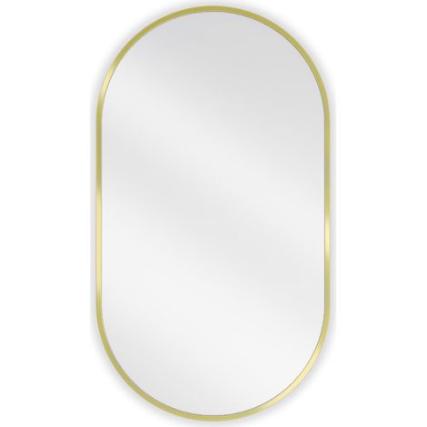 Mexen Loft Ovaler Badezimmerspiegel 80 x 45 cm, goldener Rahmen - 9851-080-045-000-50